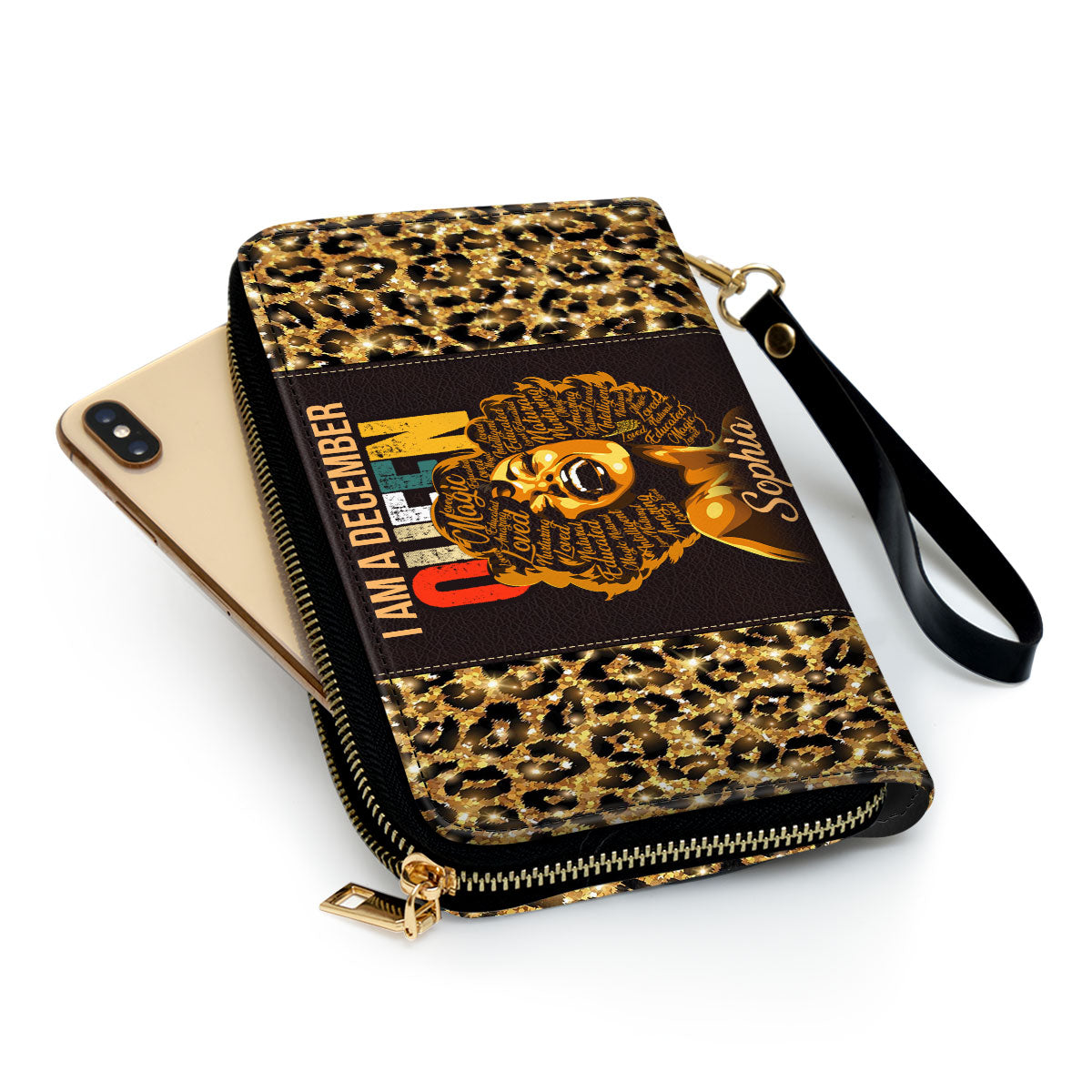 I Am A Queen - Personalized Leather Clutch Purse STB12