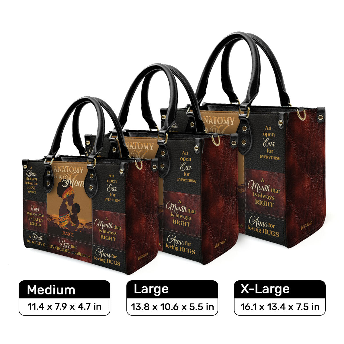 Anatomy Of A Mom - Personalized Leather Handbag MB63A