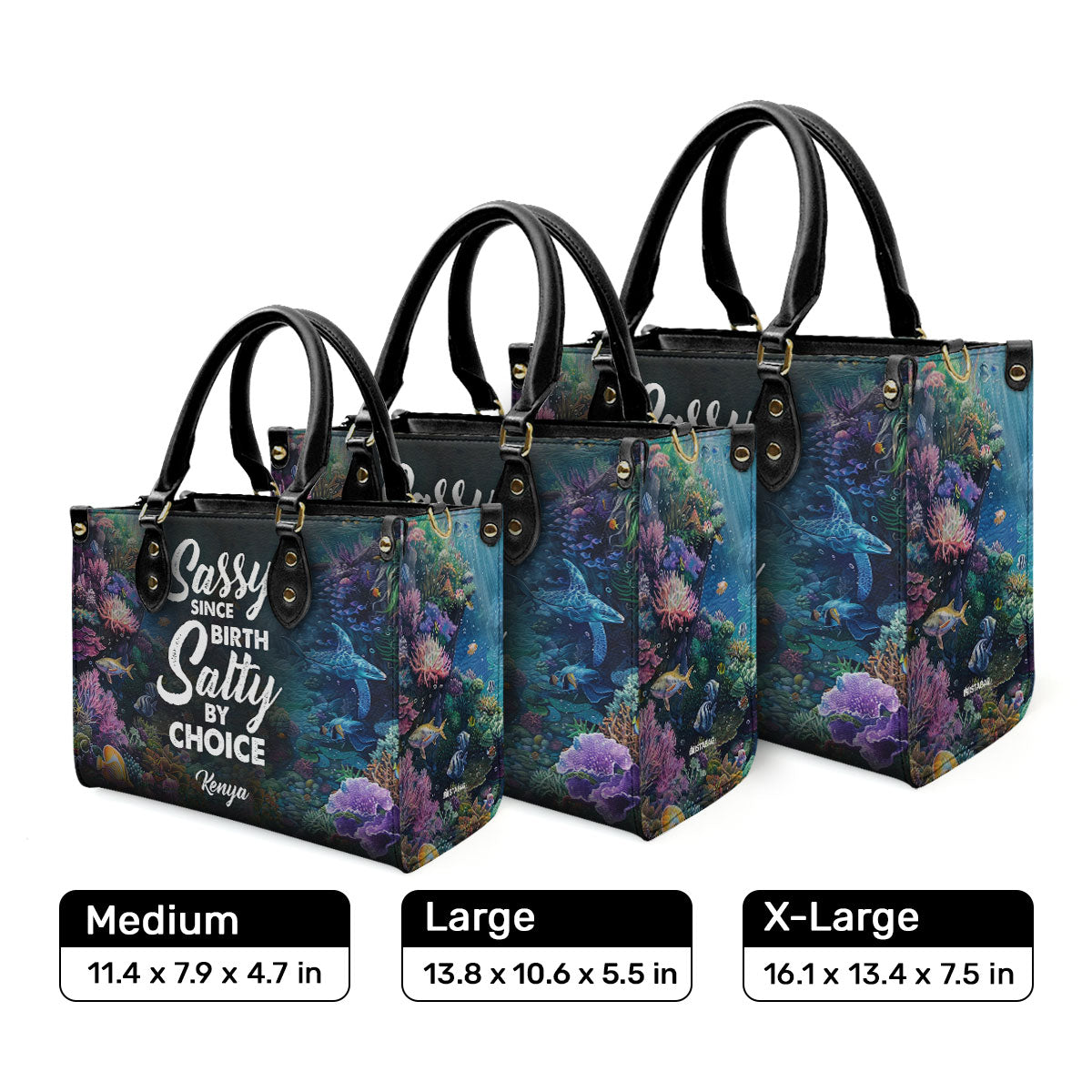 Sassy Since Birth Salty By Choice - Personalized Leather Handbag STB198