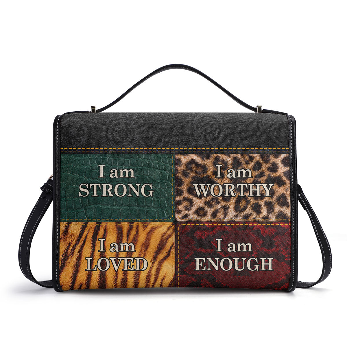 I am BOLD, LOVED, STRONG, RESILIENT - Personalized Leather Satchel Bag SB49A