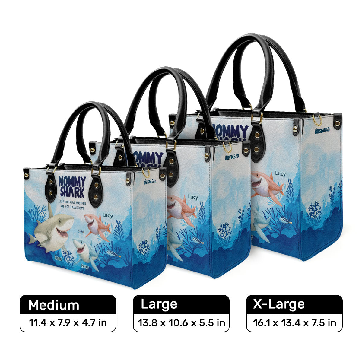 Mommy Shark - Personalized Leather Handbag SB250
