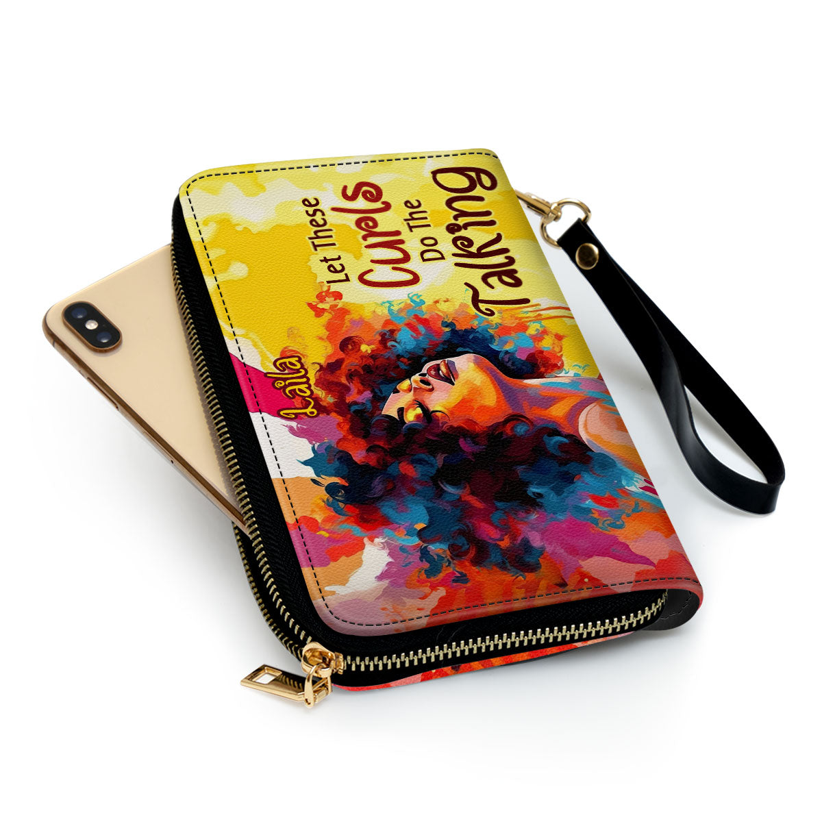 Let These Curls Do The Talking - Personalized Leather Clutch Purse SB18