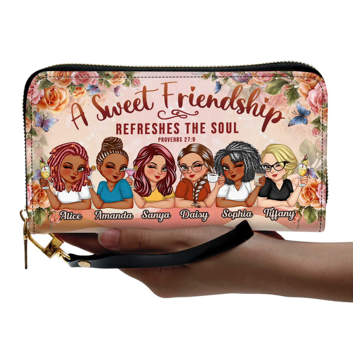 A Sweet Friendship Refreshes The Soul - Personalized Leather Clutch Purse