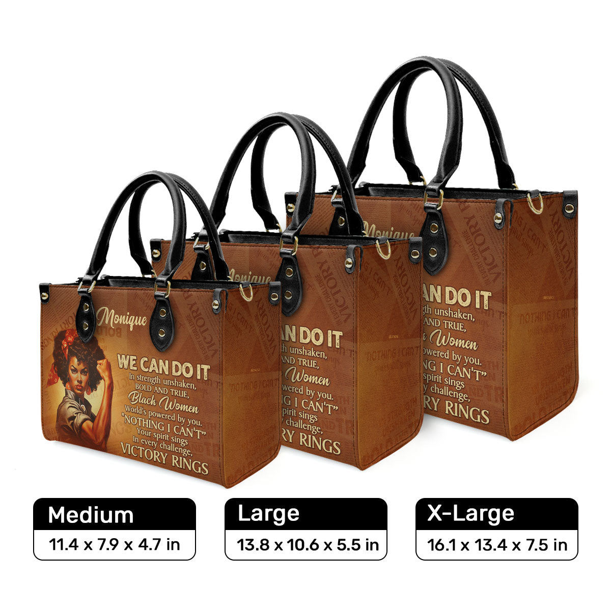 We Can Do it - Personalized Leather Handbag STB163