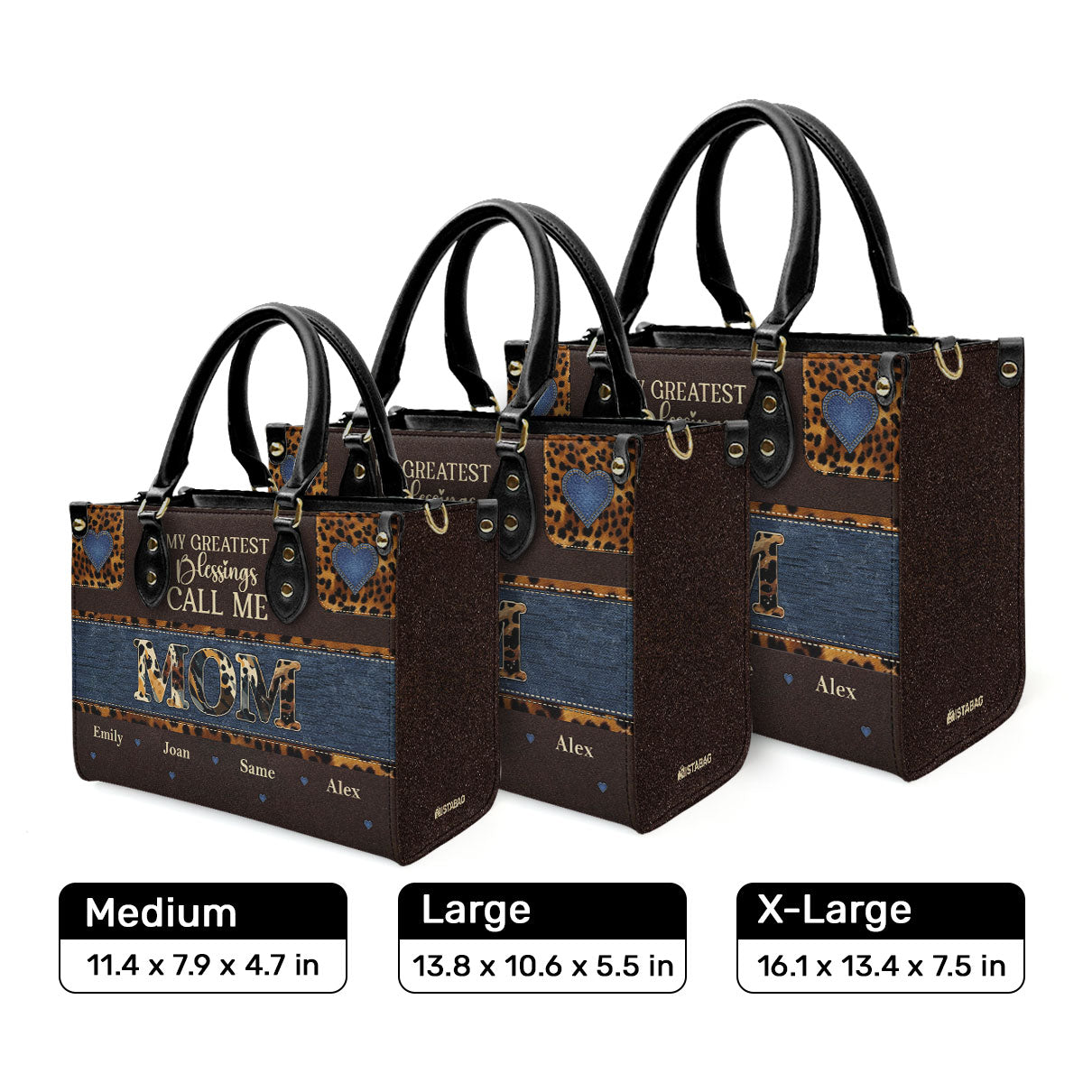 My Greatest Blessings Call Me Mom - Personalized Leather Handbag MB75A