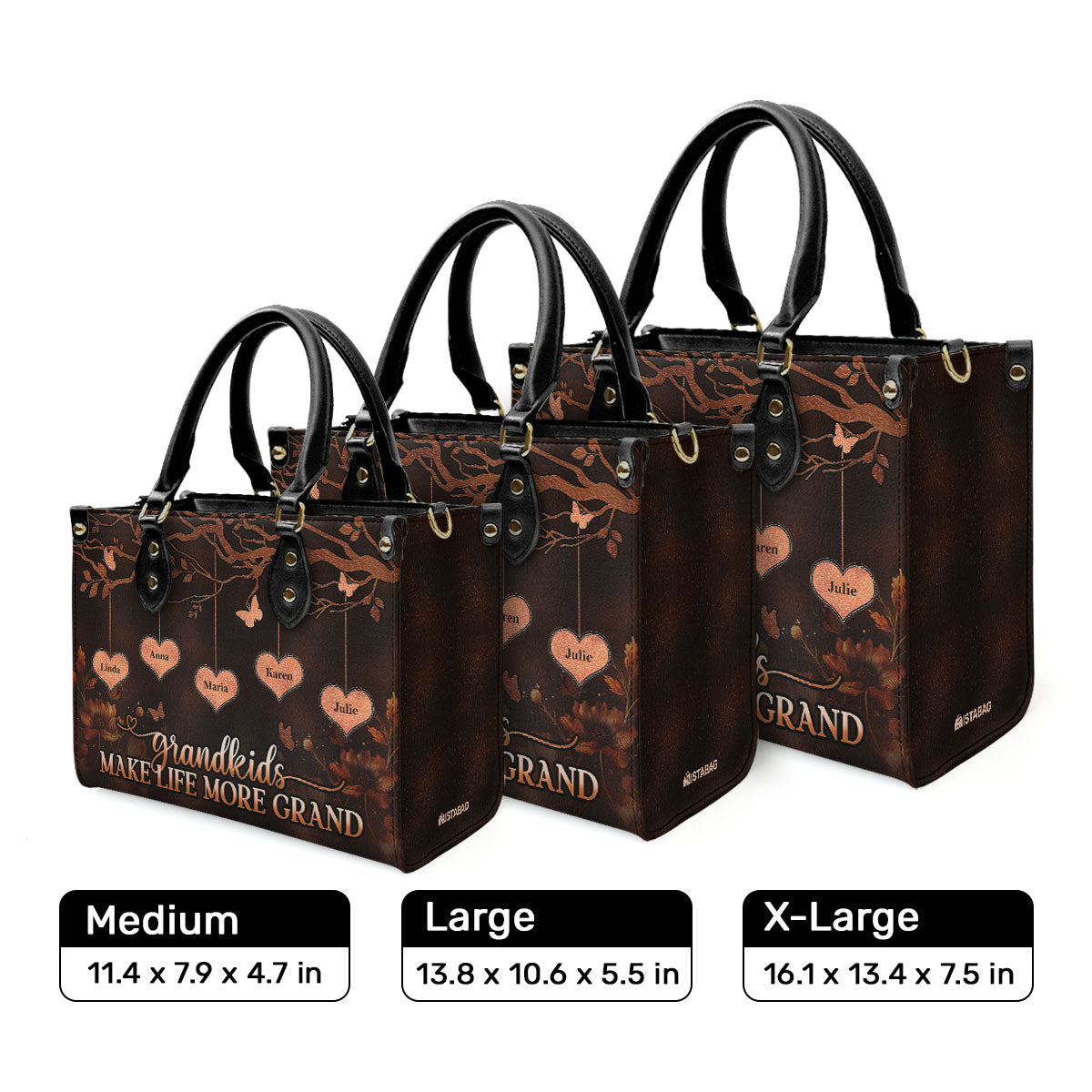 Grandkids Make Life More Grand - Personalized Leather Handbag MB74