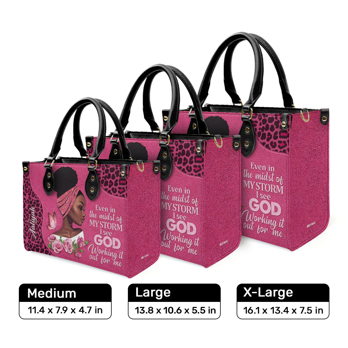 I See God Working It For Me - Personalized Leather Handbag STB164
