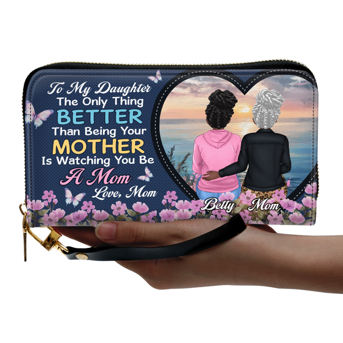 To My Daughter - Personalized Leather Clutch Purse SBCPLTU2669T