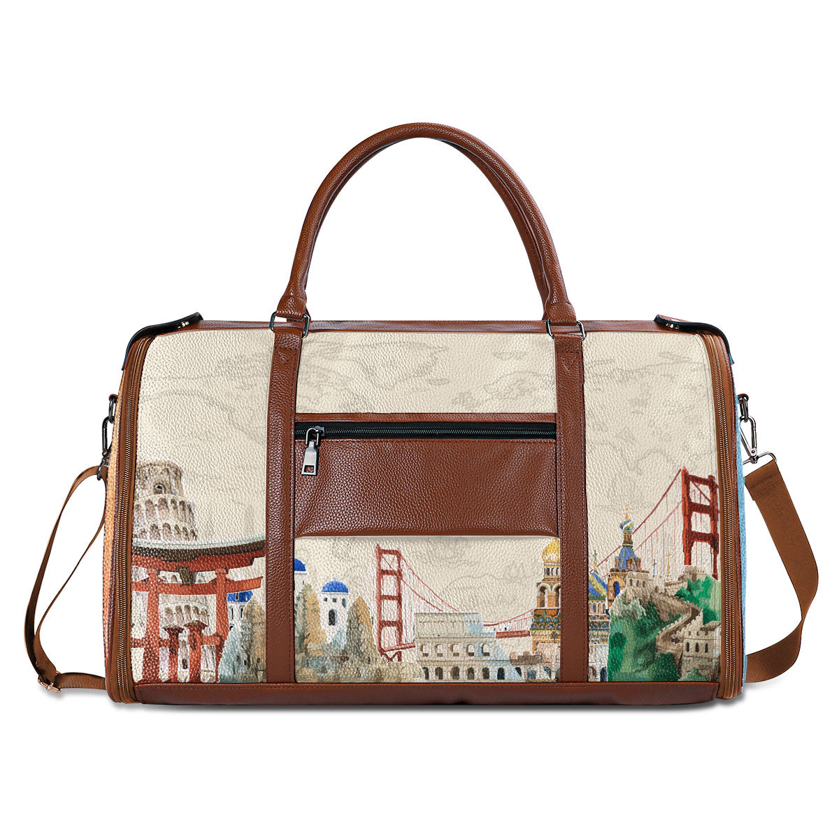 Collect Moments Not Things - Personalized Leather Duffle Bag SBDBT75