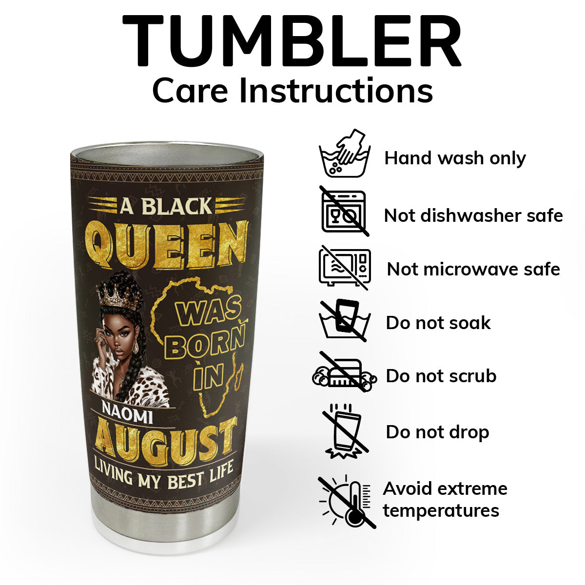 A Black Queen Living My Best Life - Personalized Stainless Steel Tumbler