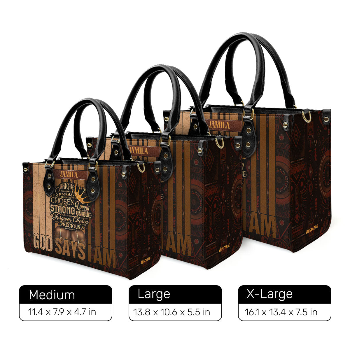 God Says I Am - Personalized Leather Handbag SBLHBLM1204D