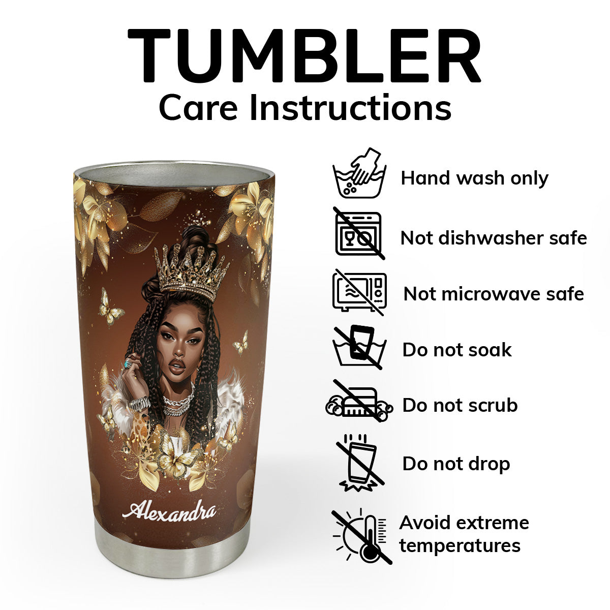 Black Queen Nutrition Facts - Personalized Stainless Steel Tumbler