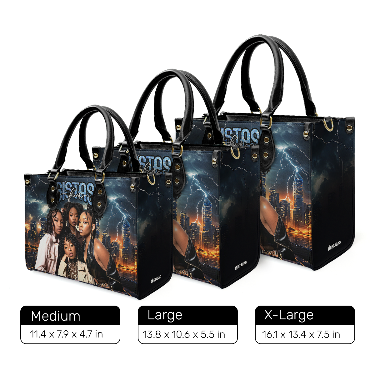 Sistas Forever - Personalized Leather Handbag SBLHBNUM886L