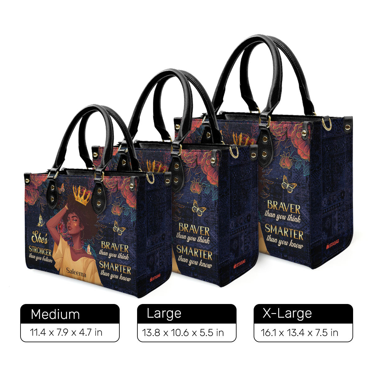 She's Stronger Than You Believe - Personalized Leather Handbag SBLHBLM1143M