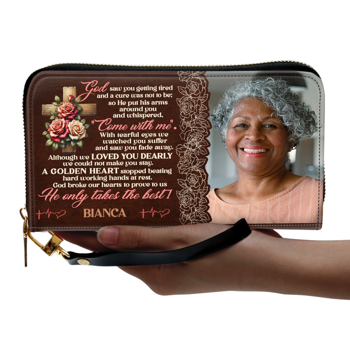 God Saw You Getting Tired - Personalized Leather Clutch Purse SBCPLM2283TA
