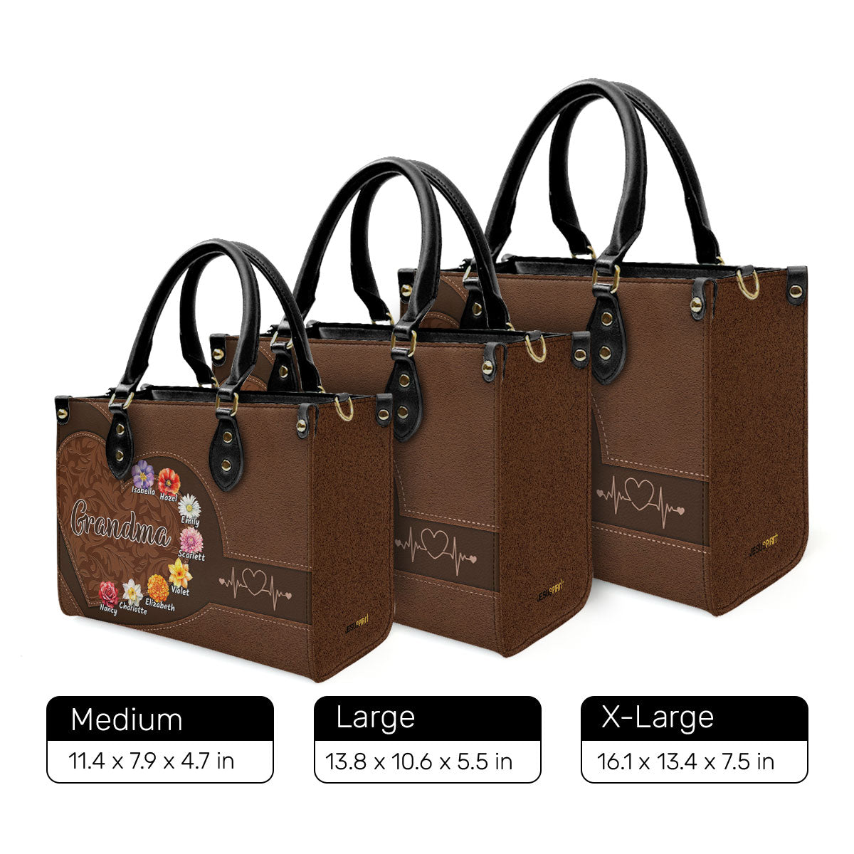 Grandma Mom Flower Birth Month - Personalized Leather Handbag SBLHBLT2333L