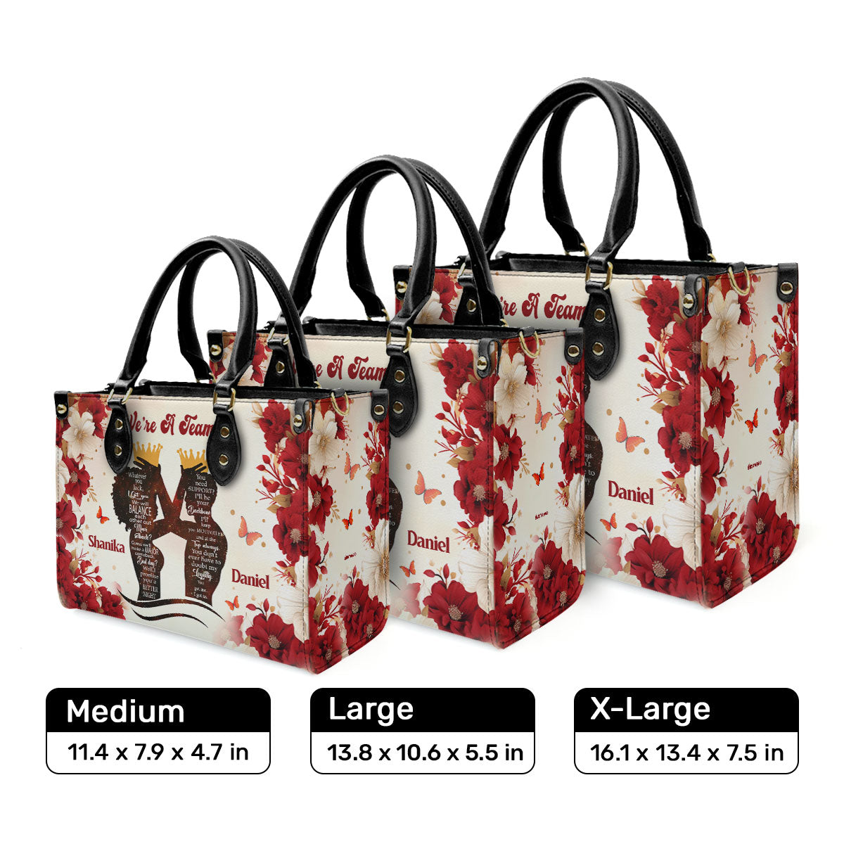 We're A Team - Personalized Leather Handbag STB154