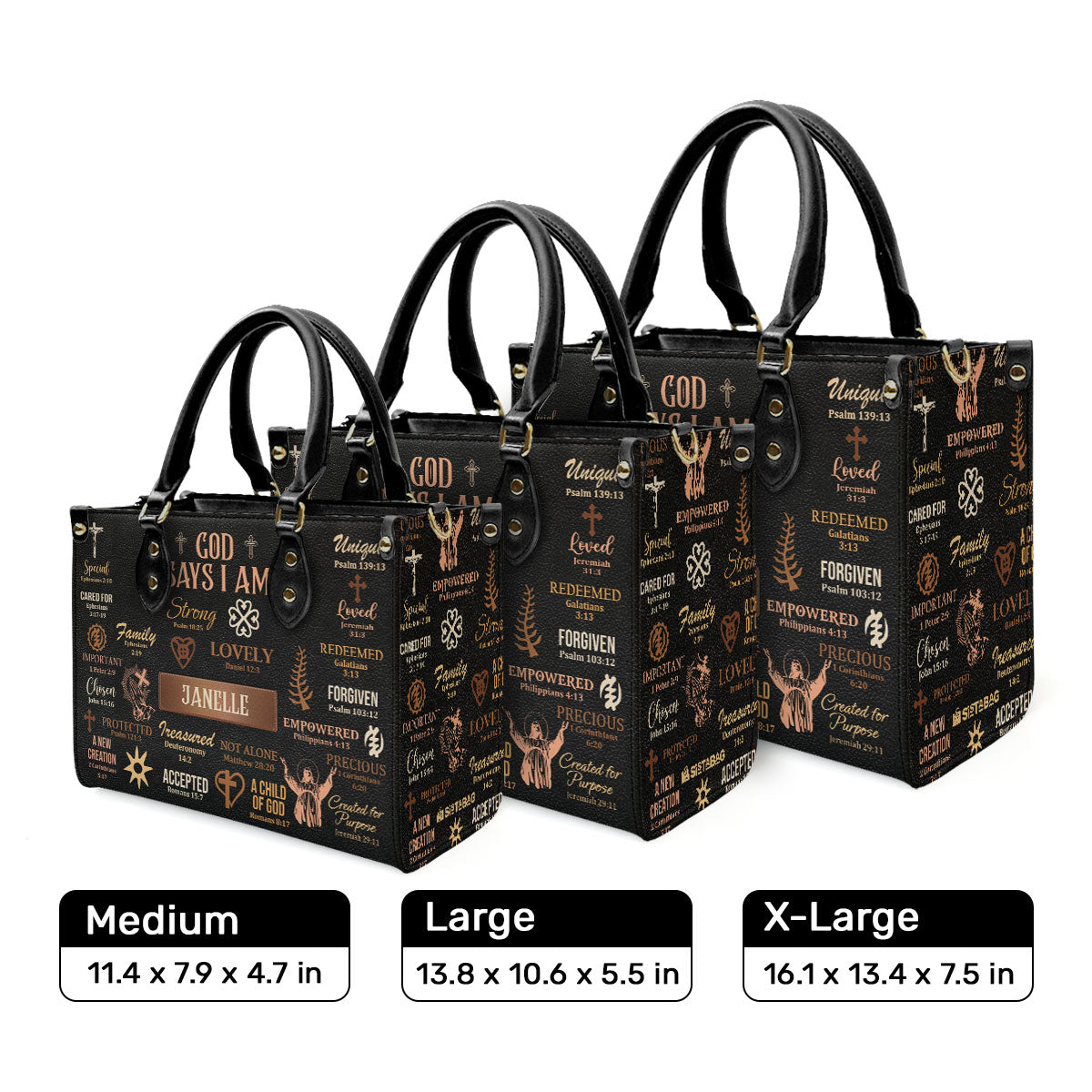 God Says I Am - Personalized Leather Handbag MB21