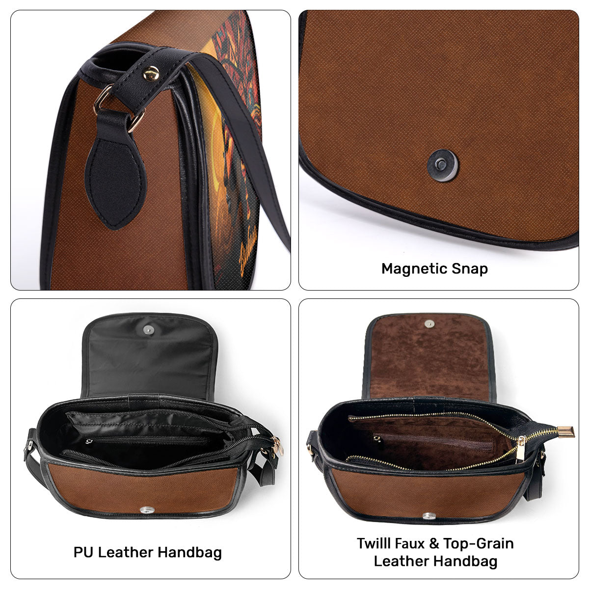 African Culture - Personalized Leather Saddle Cross Body Bag SB102