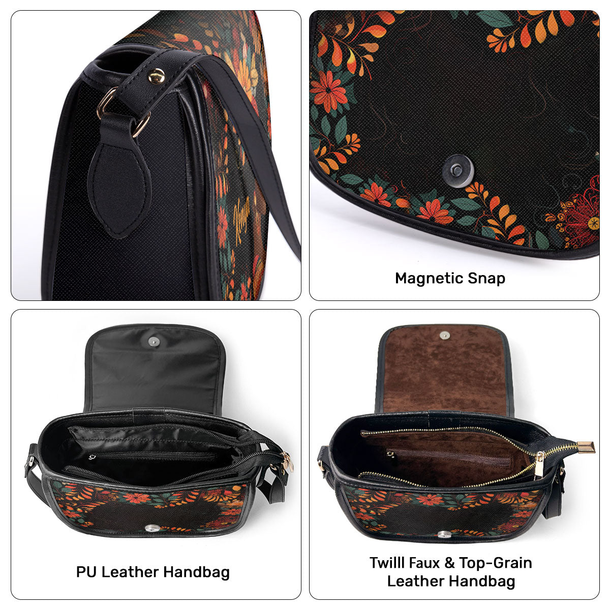 BlackBohemian - Personalized Leather Saddle Cross Body Bag SB104