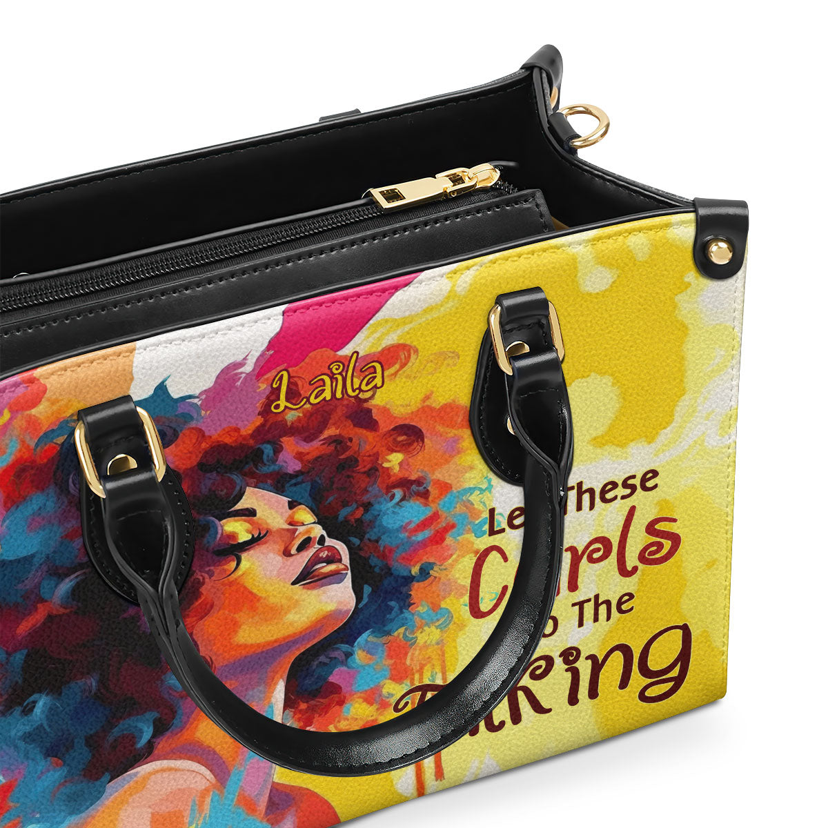 Let These Curls Do The Talking - Personalized Leather Handbag - SB18