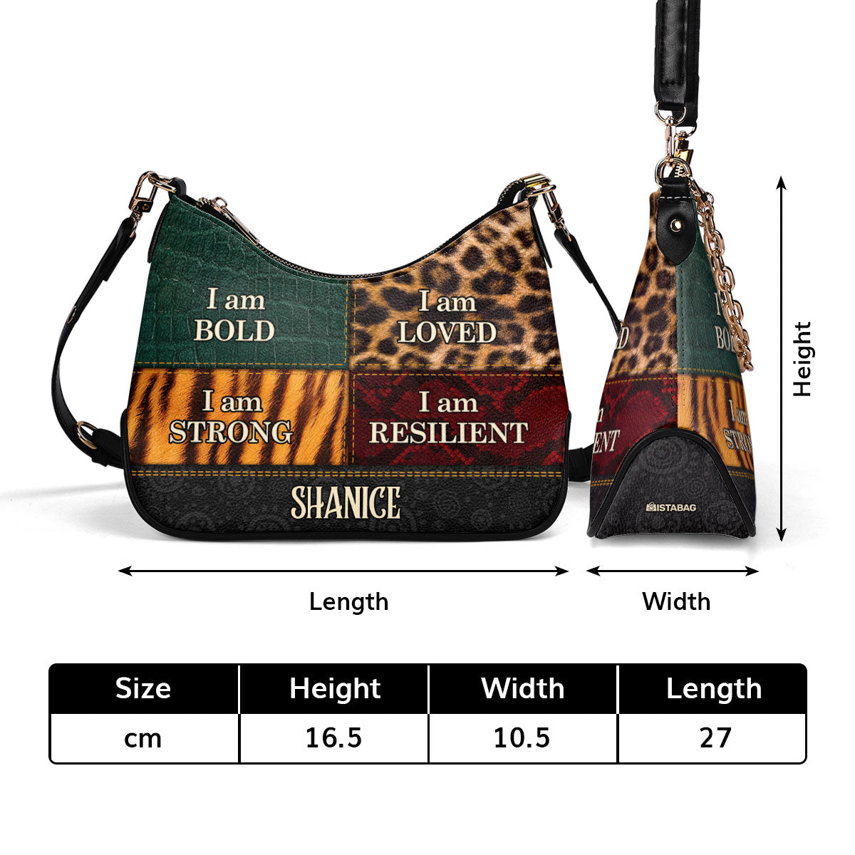 I am BOLD, LOVED, STRONG, RESILIENT - Personalized Chain Shoulder Bag SB49A