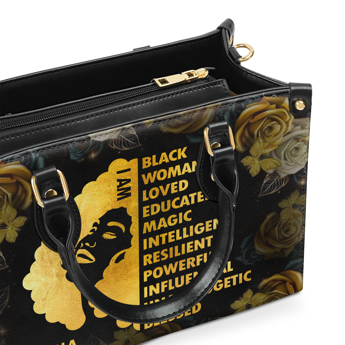 I Am Black - Personalized Leather Handbag STB05