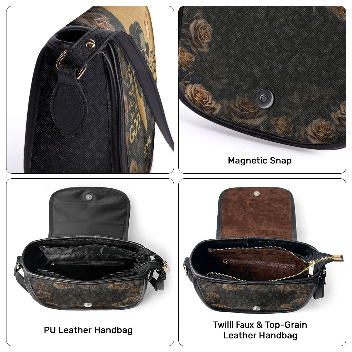 She Who Kneels Before God Can Stand Before Anyone - Personalized Leather Saddle Cross Body Bag STB10