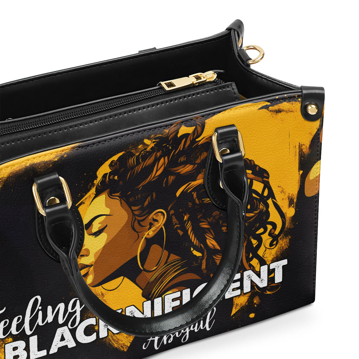 Feeling Blacknificient - Personalized Leather Handbag STB11
