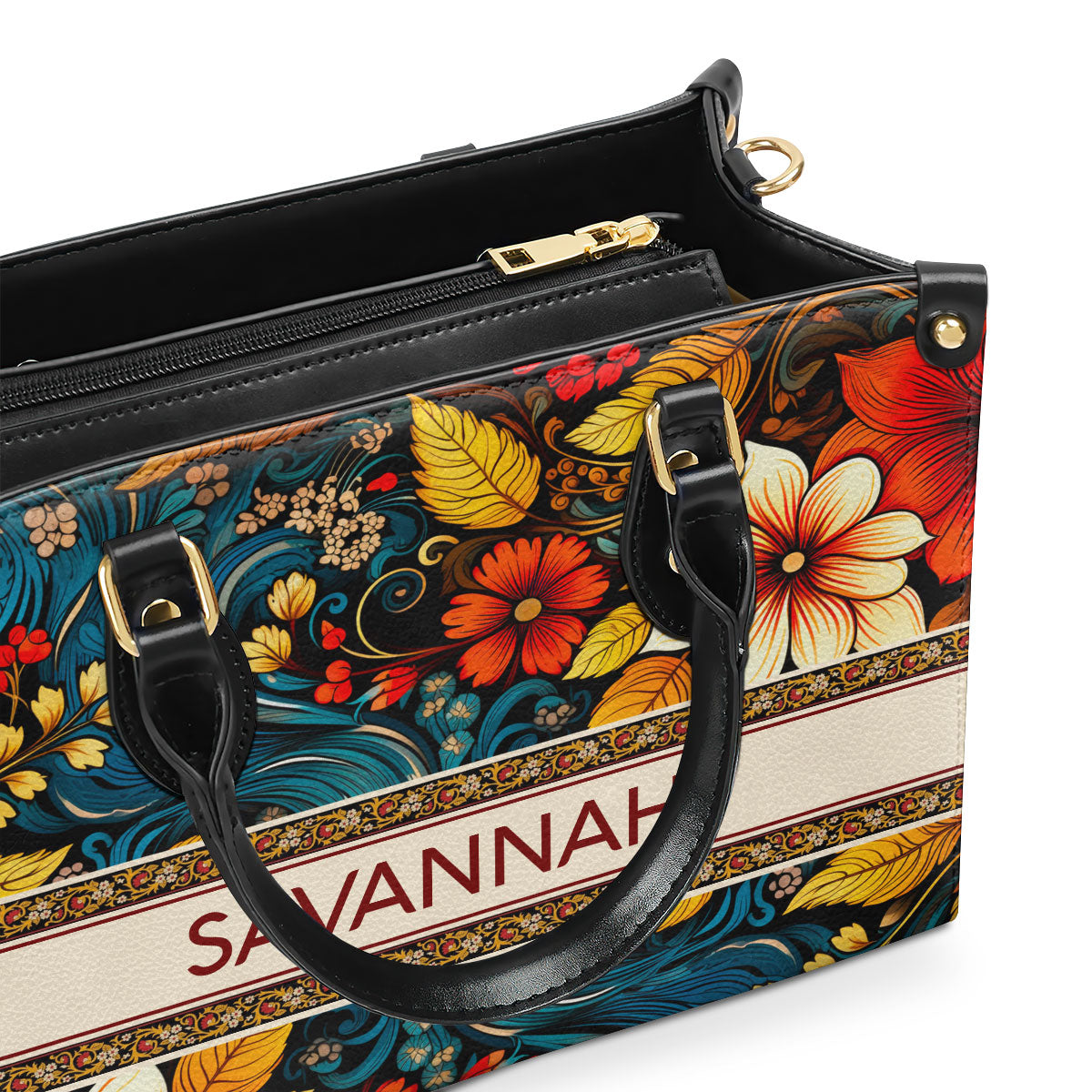 Bohemian - Flower - Personalized Leather Handbag STB135