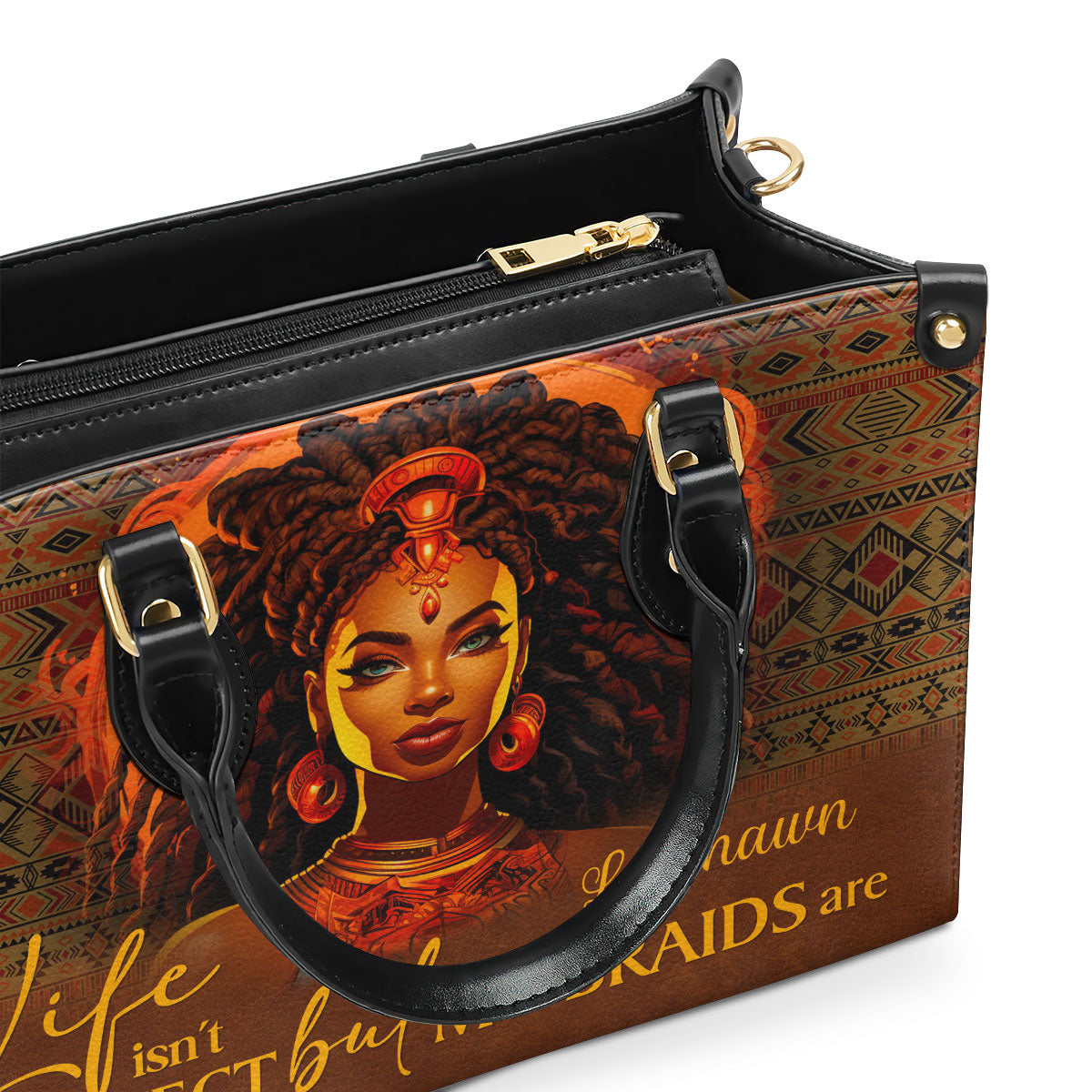 Life Isn’t Perfect But My Braids Are - Personalized Leather Handbag STB37