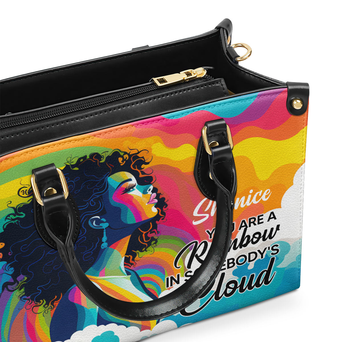You Are A Rainbow - Personalized Leather Hand Bag STB48