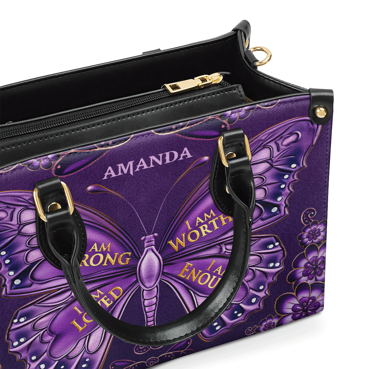 I Am Strong I Am Worthy - Personalized Leather Handbag MB79