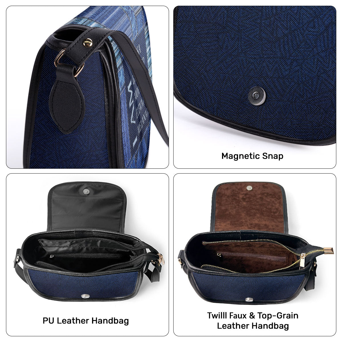 I Am - Jean Personalized Leather Saddle Cross Body Bag SB28