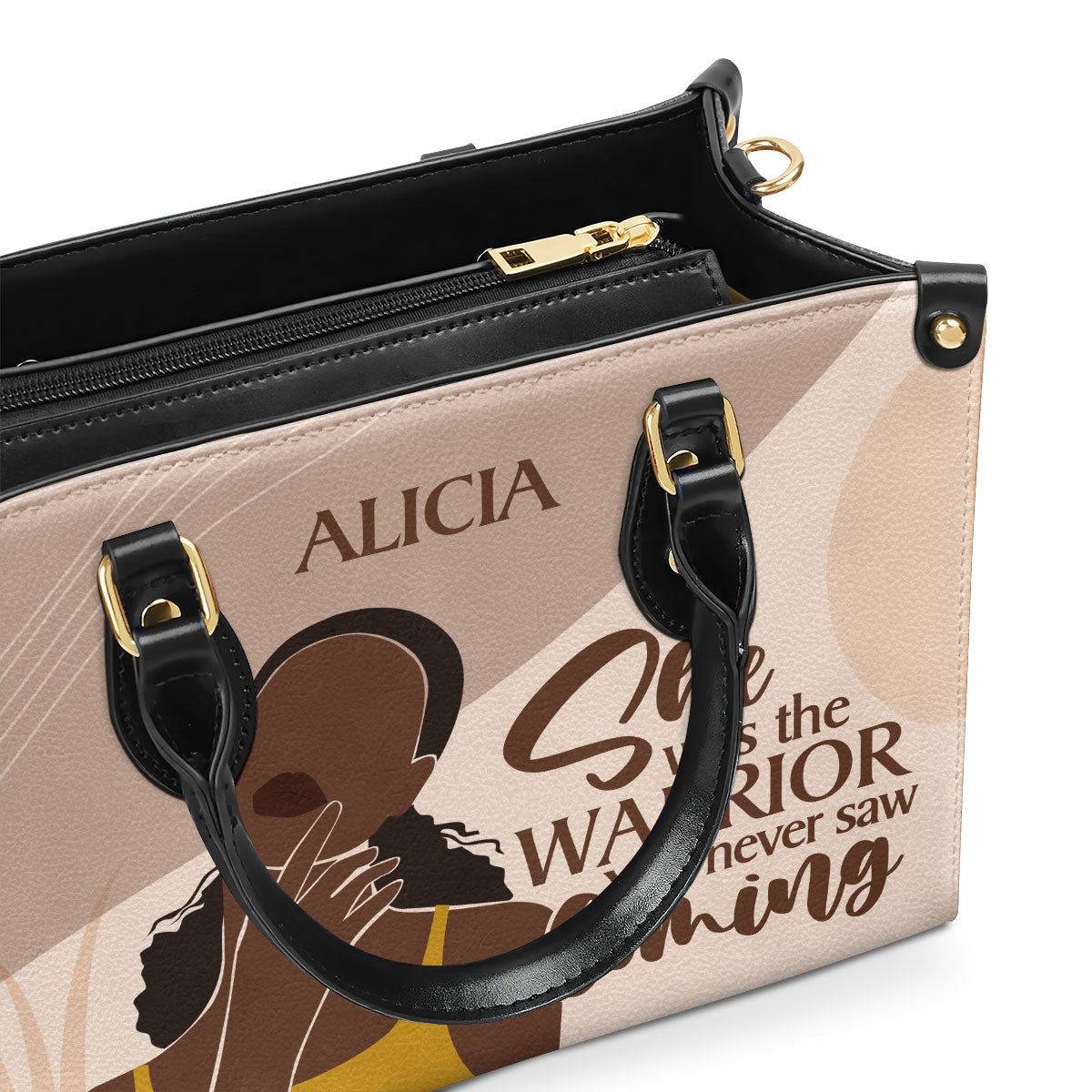 She Was The Warrior - Personalized Leather Hand Bag STB102