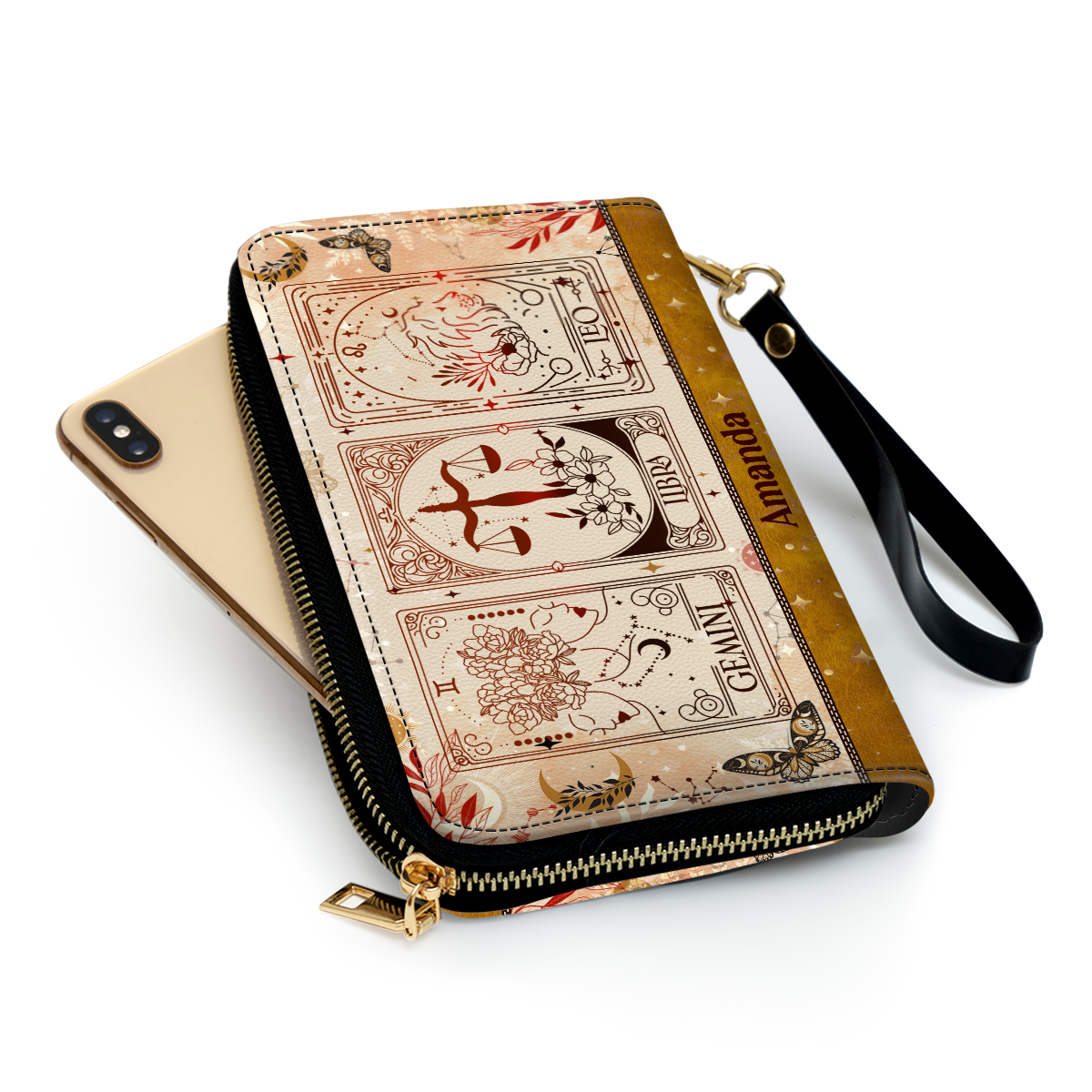 Zodiac Big Three - Personalized Leather Clutch Purse SBCPLM2568T