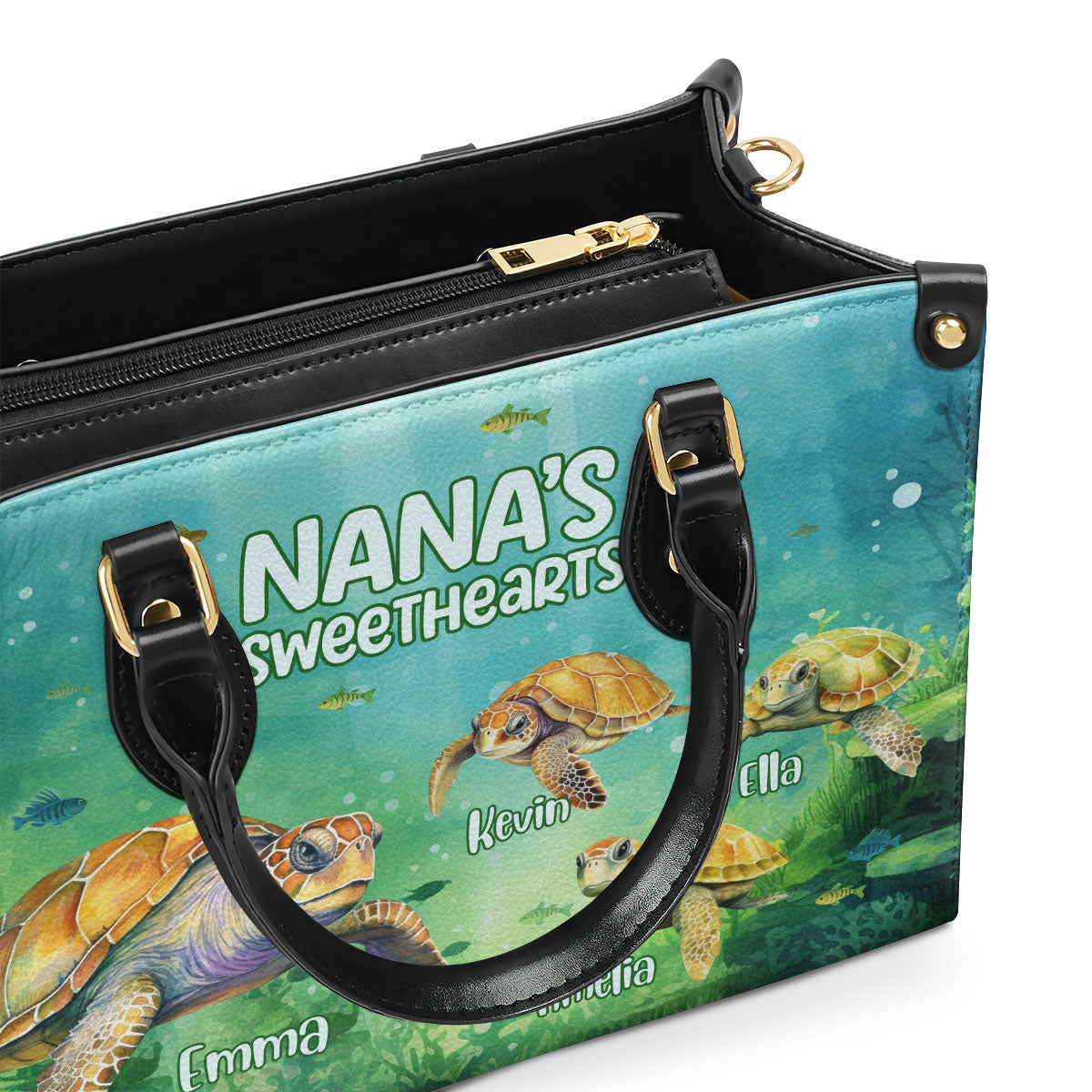 Nana's Sweethearts - Turtles Personalized Leather Handbag STB109