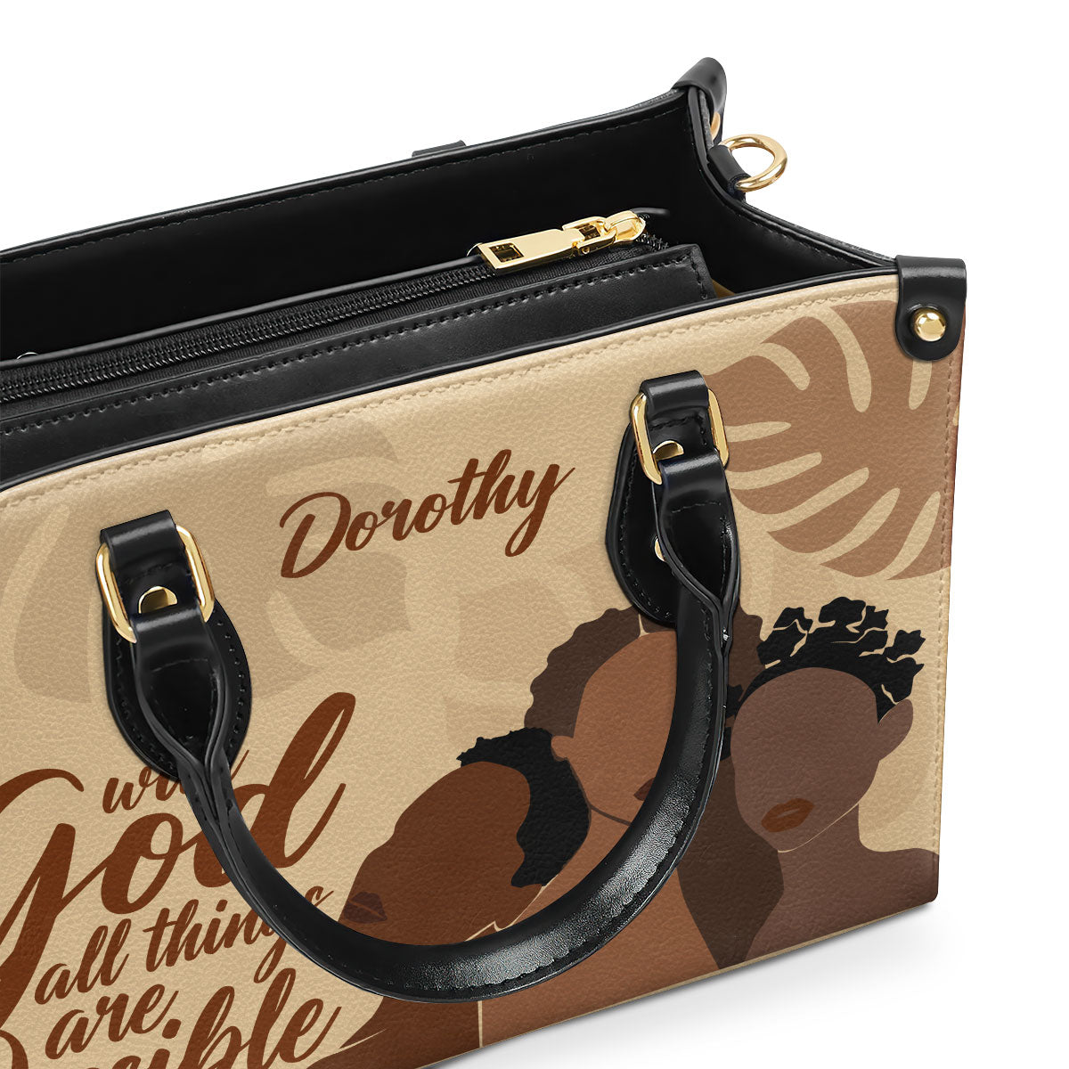 With God, All Things Are Possible - Personalized Leather Hand Bag STB98
