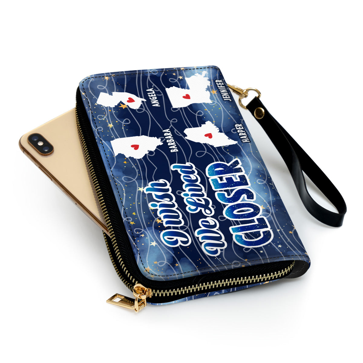 I Wish We Lived Closer - Personalized Leather Clutch Purse