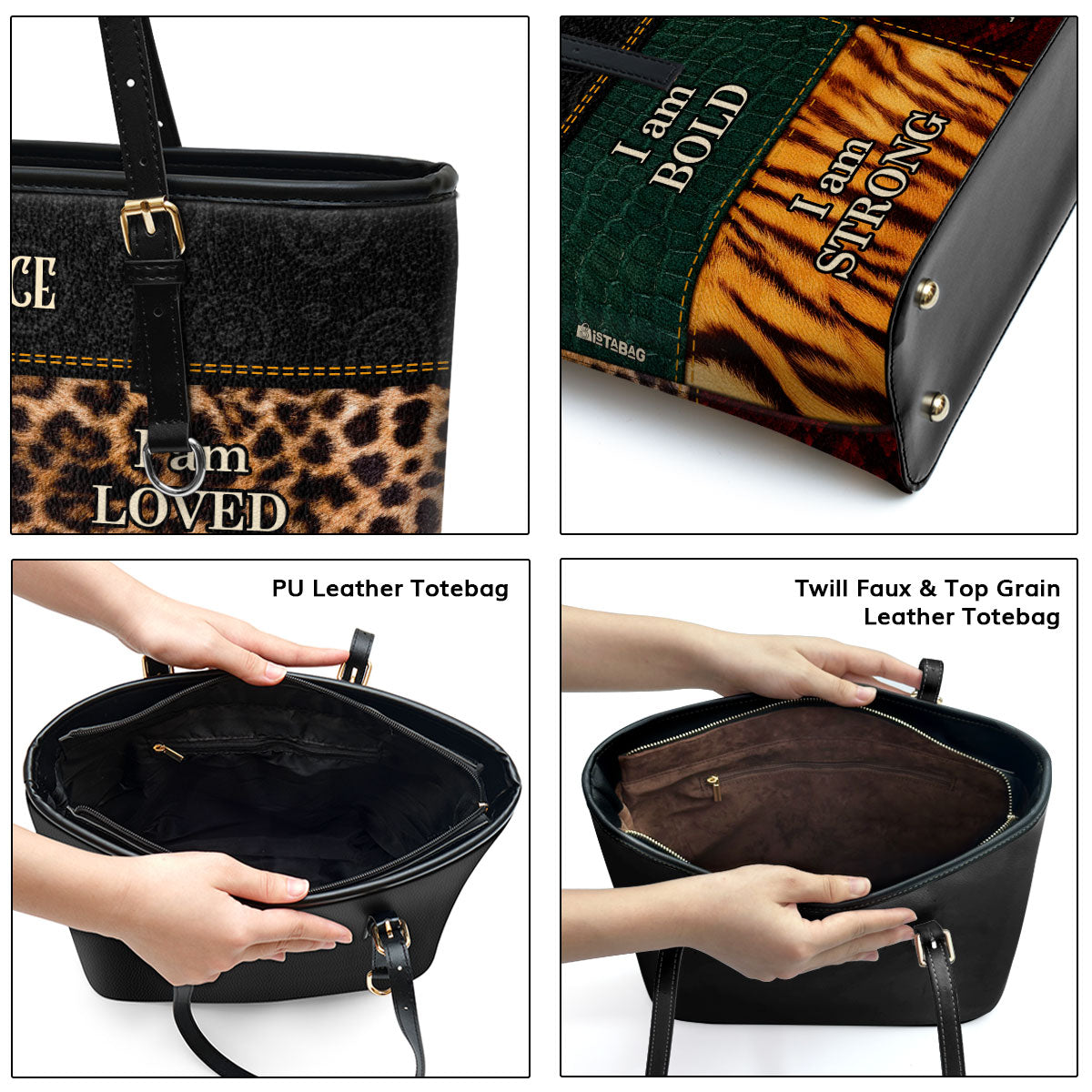 I am BOLD, LOVED, STRONG, RESILIENT - Personalized Leather Totebag STB49