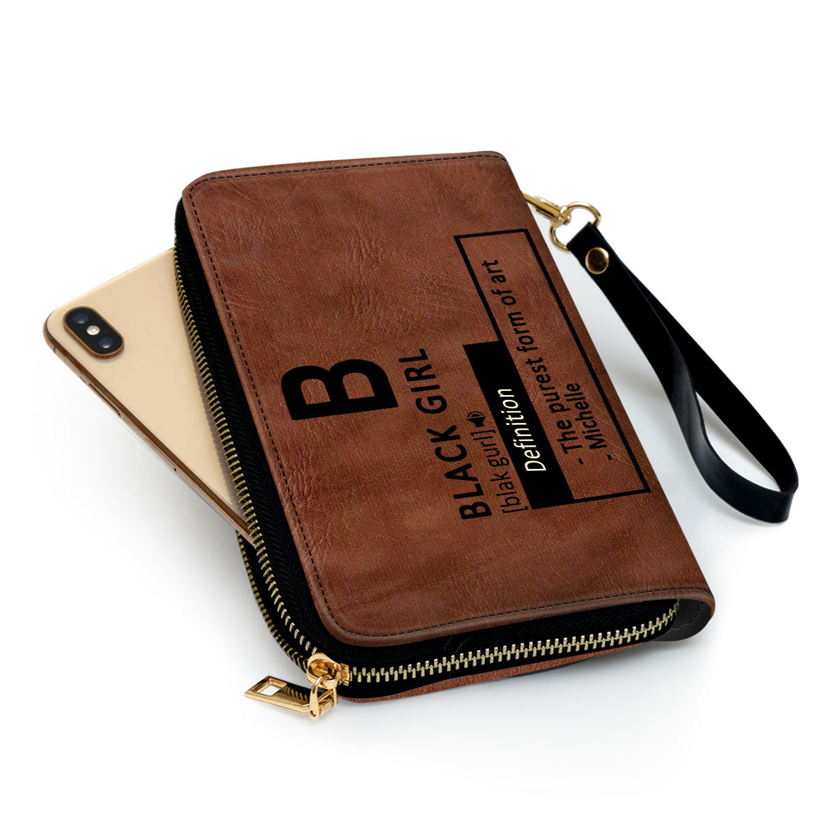 Black Girl & Melanin - Personalized Leather Clutch Purse MB29