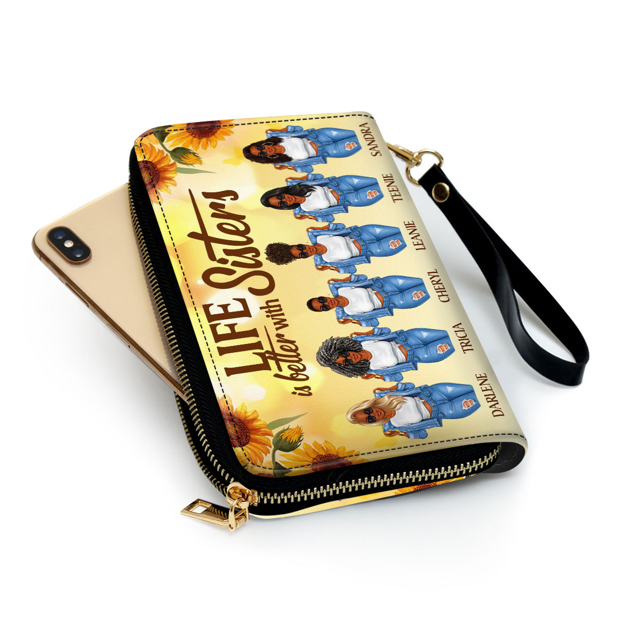 Life Is Better With Sisters - Personalized Leather Clutch Purse SBCPTH1013L