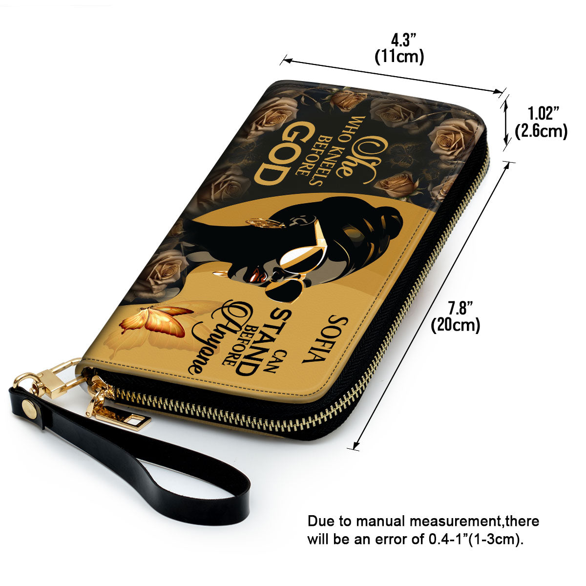 She Who Kneels Before God Can Stand Before Anyone - Personalized Leather Clutch Purse STB10