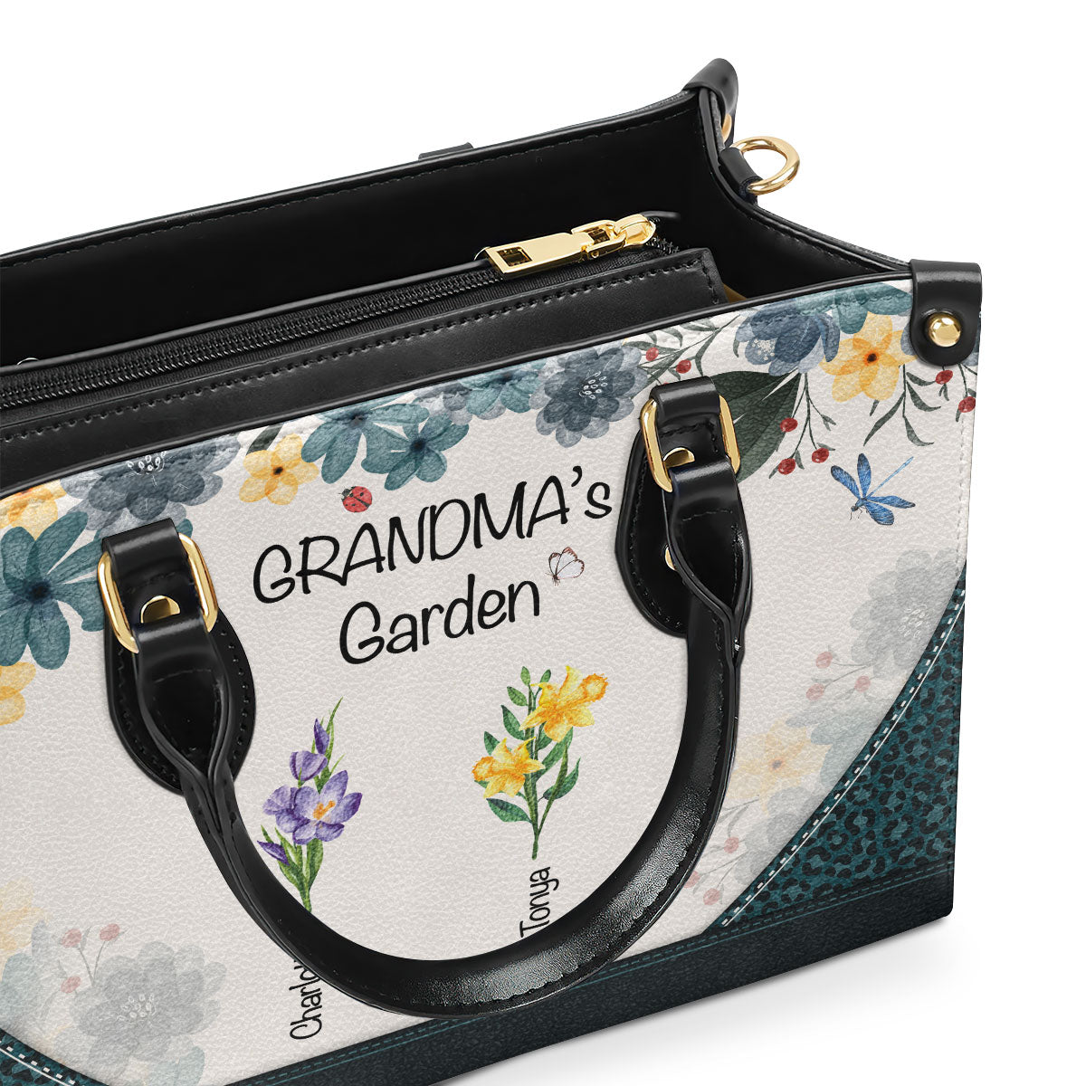 Grandma's Garden - Personalized Leather Handbag SB553