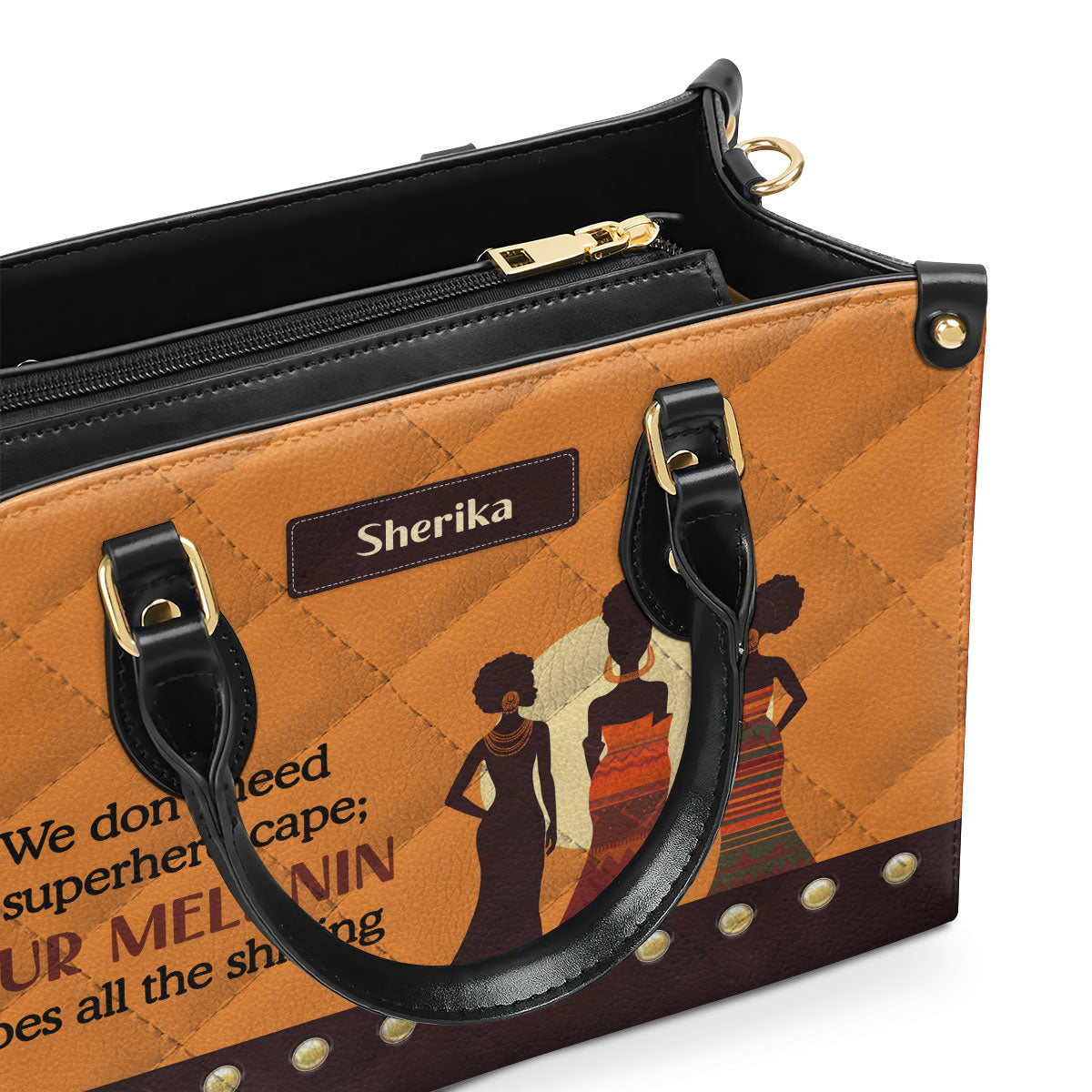 Our Melanin Does All The Shining - Personalized Leather Handbag SB20