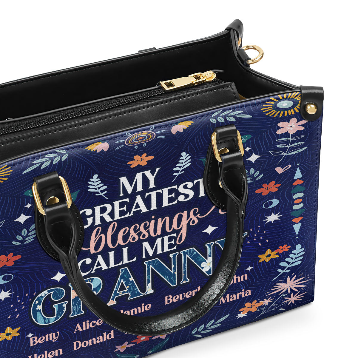 My Greatest Blessings Call Me Mom - Personalized Leather Handbag SBLHBLM2230TA
