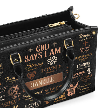 God Says I Am - Personalized Leather Handbag MB21