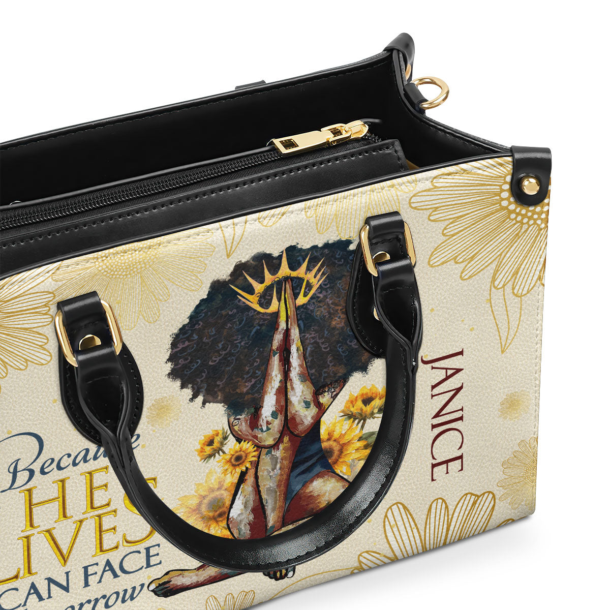 Because He Lives, I Can Face Tomorrow - Personalized Leather Handbag MB55