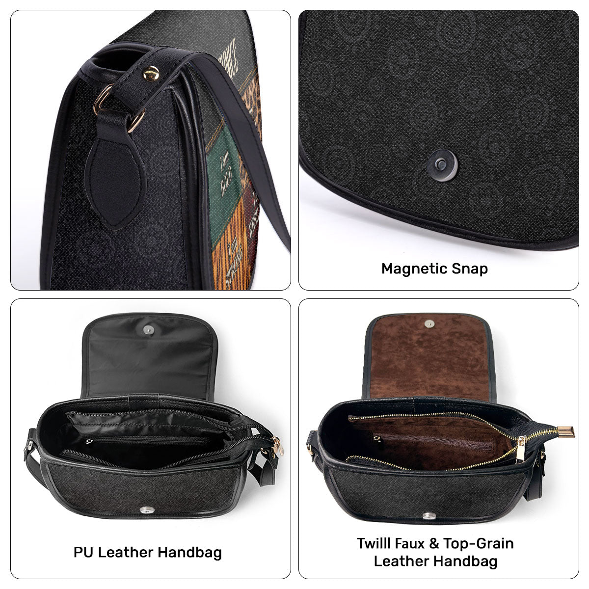 I am BOLD, LOVED, STRONG, RESILIENT - Personalized Leather Saddle Cross Body Bag SB49A