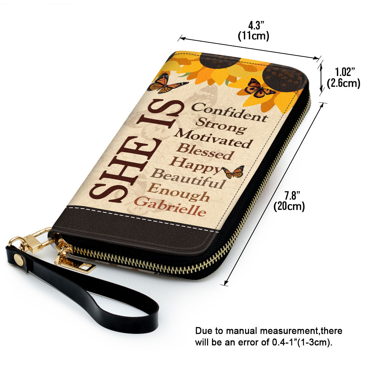 She Is - Personalized Leather Clutch Purse SB12